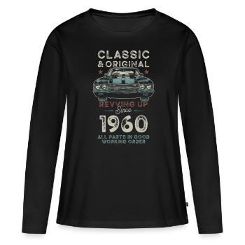 Né en 1960 Anniversaire Voiture classique - T-shirt manches longues Premium bio Femme - noir - Devant - Julia (174cm)