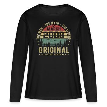 Geschenk zum 17-jährigen Jubiläum Original März 2008 - Frauen Premium Bio Langarmshirt - Schwarz - Vorne - Julia (174cm)