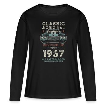 Geboren 1967 Geburtstag Oldtimer - Frauen Premium Bio Langarmshirt - Schwarz - Vorne - Julia (174cm)