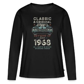 Né en 1968 Anniversaire Voiture classique - T-shirt manches longues Premium bio Femme - noir - Devant - Julia (174cm)