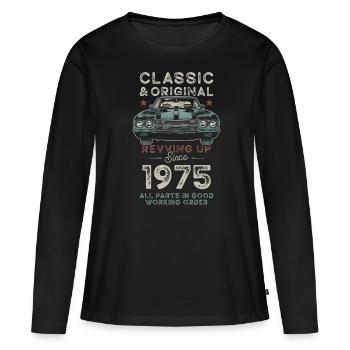 Born 1975 Birthday Classic Car - Women's Premium Organic Long Sleeve Shirt - black - Front - Julia (174cm)