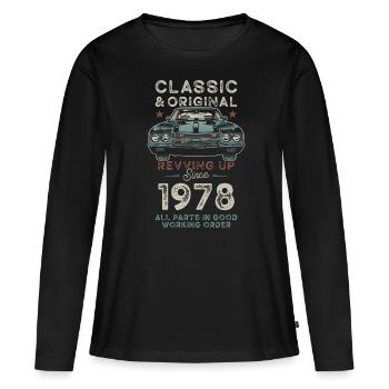 Né en 1978 Anniversaire Voiture classique - T-shirt manches longues Premium bio Femme - noir - Devant - Julia (174cm)