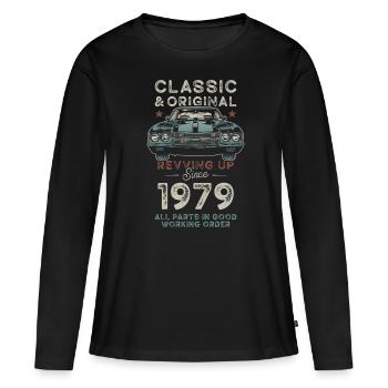 Né en 1979 Anniversaire Voiture classique - T-shirt manches longues Premium bio Femme - noir - Devant - Julia (174cm)