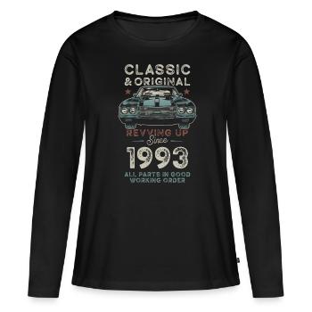 Geboren 1993 Geburtstag Oldtimer - Frauen Premium Bio Langarmshirt - Schwarz - Vorne - Julia (174cm)