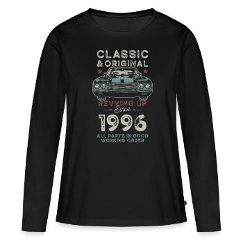 Né en 1996 Anniversaire Voiture classique - T-shirt manches longues Premium bio Femme - noir - Devant - Julia (174cm)