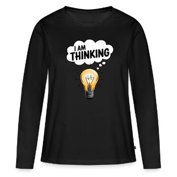 Je pense ampoule Pensée Nuage de pensée Créativité - T-shirt manches longues Premium bio Femme - noir - Devant - Julia (174cm)