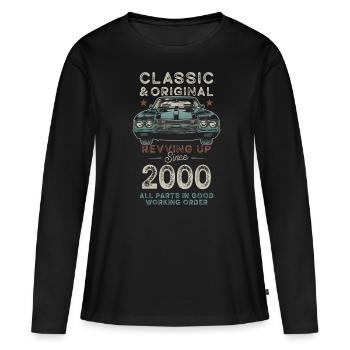 Born in 2000 Birthday Classic Car - Frauen Premium Bio Langarmshirt - Schwarz - Vorne - Julia (174cm)