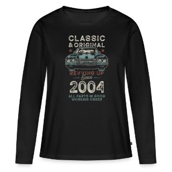 Né en 2004 Anniversaire Voiture classique - T-shirt manches longues Premium bio Femme - noir - Devant - Julia (174cm)
