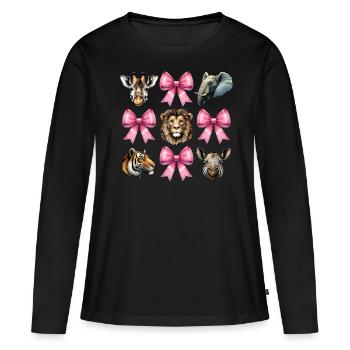 Nœud Coquet Zookeeping Zookeeper Ruban Rose - T-shirt manches longues Premium bio Femme - noir - Devant - Julia (174cm)