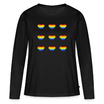 Rainbow Heart LGBTQ Pride - T-shirt manches longues Premium bio Femme - noir - Devant - Julia (174cm)