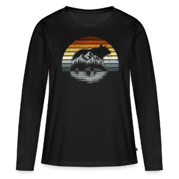 Bären Pride Retro Berge Natur Gay Bären Flagge - Frauen Premium Bio Langarmshirt - Schwarz - Vorne - Julia (174cm)