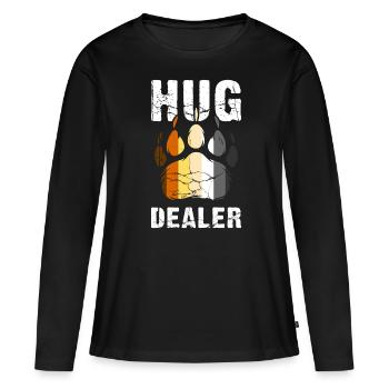 Gay Bären Pride Lustig Retro Hug Dealer - Frauen Premium Bio Langarmshirt - Schwarz - Vorne - Julia (174cm)