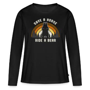 Save a Horse Ride a Bear Gay Bears Pride Retro - Women's Premium Organic Long Sleeve Shirt - black - Front - Julia (174cm)
