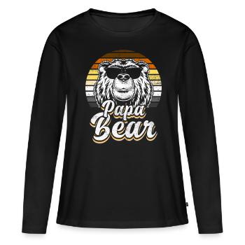 Papa Bear Gay Pride Cool Bear Flag Retro Look - Women's Premium Organic Long Sleeve Shirt - black - Front - Julia (174cm)