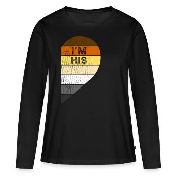 Bären Pride Partner Herz I'm His He's Mine Set - Frauen Premium Bio Langarmshirt - Schwarz - Vorne - Julia (174cm)