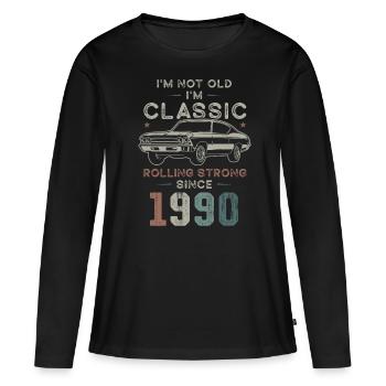 Born 1990 Birthday Classic Car - Women's Premium Organic Long Sleeve Shirt - black - Front - Julia (174cm)