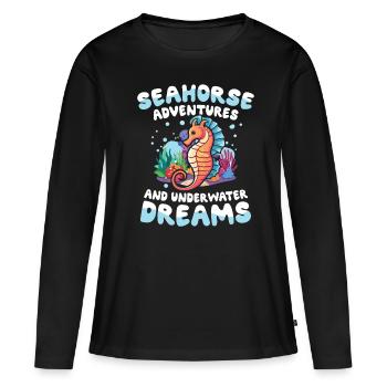 Seahorse Adventures And Underwater Dreams - Frauen Premium Bio Langarmshirt - Schwarz - Vorne - Julia (174cm)