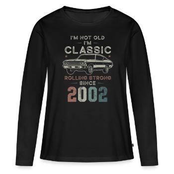 Geboren 2002 Geburtstag Oldtimer - Frauen Premium Bio Langarmshirt - Schwarz - Vorne - Julia (174cm)