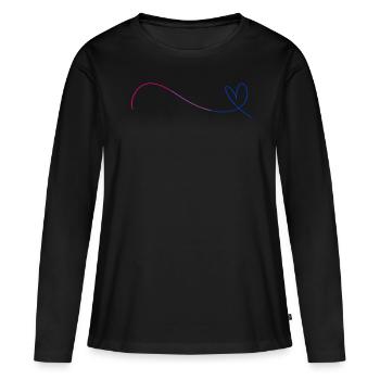 Coeur Ligne Bi Couleurs Subtil Bisexuel - T-shirt manches longues Premium bio Femme - noir - Devant - Julia (174cm)