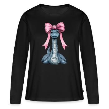 Kokettenbogen Loch Ness Monster Nessie - Frauen Premium Bio Langarmshirt - Schwarz - Vorne - Julia (174cm)