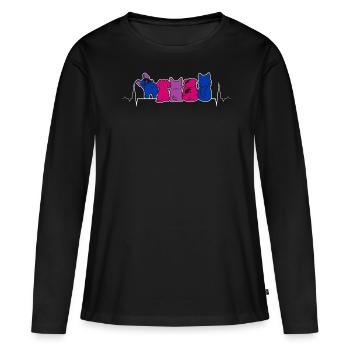 Bisexual Pride Dogs Heartbeat Flag Funny - Women's Premium Organic Long Sleeve Shirt - black - Front - Julia (174cm)