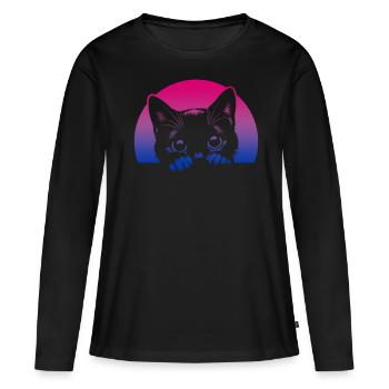 Bisexual Cat Sunset Pride Colors - Women's Premium Organic Long Sleeve Shirt - black - Front - Julia (174cm)