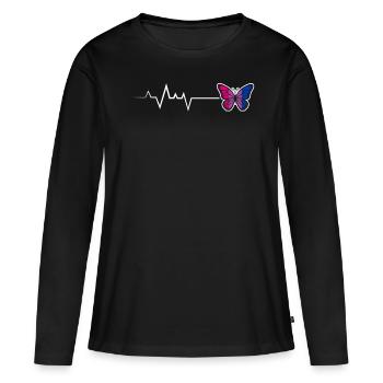 Bisexuell Pride Herzschlag Schmetterling LGBTQ - Frauen Premium Bio Langarmshirt - Schwarz - Vorne - Julia (174cm)