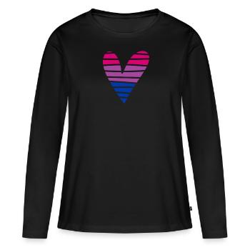 Bisexual Pride Heart Bold Colors LGBTQ - Women's Premium Organic Long Sleeve Shirt - black - Front - Julia (174cm)