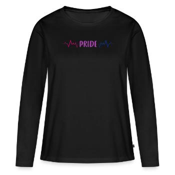 Battement de cœur bisexuel avec inscription Pride - T-shirt manches longues Premium bio Femme - noir - Devant - Julia (174cm)