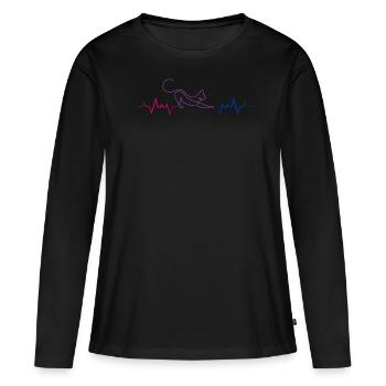 Bisexual heartbeat with stretched cats - Women's Premium Organic Long Sleeve Shirt - black - Front - Julia (174cm)