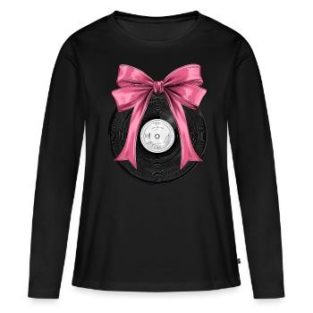 Tourne-disque vinyle Coquette Bow - T-shirt manches longues Premium bio Femme - noir - Devant - Julia (174cm)