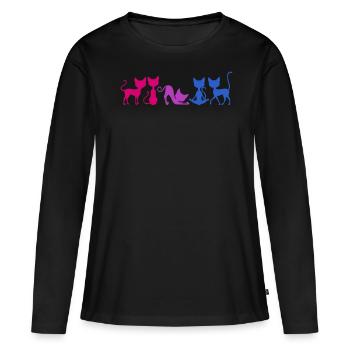 Bisexuel Fierté Chats Élégants Bi Couleurs - T-shirt manches longues Premium bio Femme - noir - Devant - Julia (174cm)