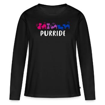 Bisexuell Pride Elegante Purride Katzen Bi Farben - Frauen Premium Bio Langarmshirt - Schwarz - Vorne - Julia (174cm)