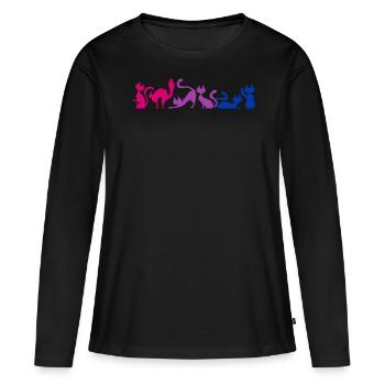 Bisexual Pride Stretching Cats Bi Colors - Women's Premium Organic Long Sleeve Shirt - black - Front - Julia (174cm)