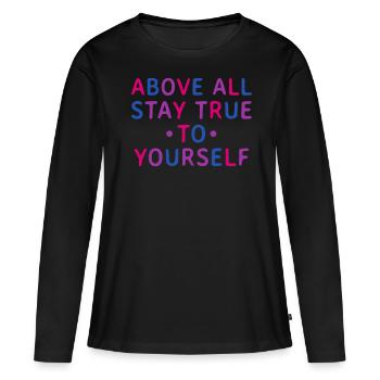 Bi Colors Inspirant Dire Fierté Bisexuelle - T-shirt manches longues Premium bio Femme - noir - Devant - Julia (174cm)