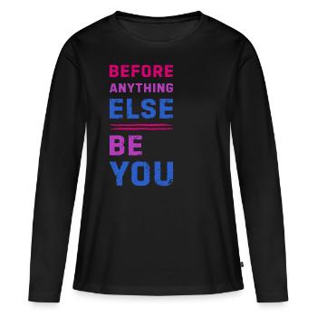 Bi Colors Inspirant Dire Fierté Bisexuelle - T-shirt manches longues Premium bio Femme - noir - Devant - Julia (174cm)