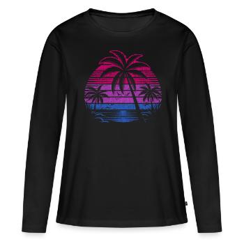 Bisexual Palm Trees Sunset Pride Colors - Women's Premium Organic Long Sleeve Shirt - black - Front - Julia (174cm)