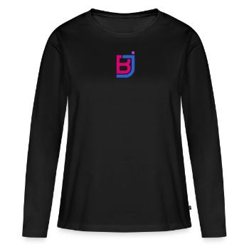 Symbole Bi minimaliste Fierté bisexuelle subtile - T-shirt manches longues Premium bio Femme - noir - Devant - Julia (174cm)