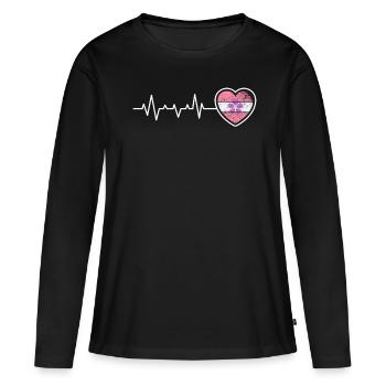 Lesbienne Heartbeat Rétro Violet Pride - T-shirt manches longues Premium bio Femme - noir - Devant - Julia (174cm)
