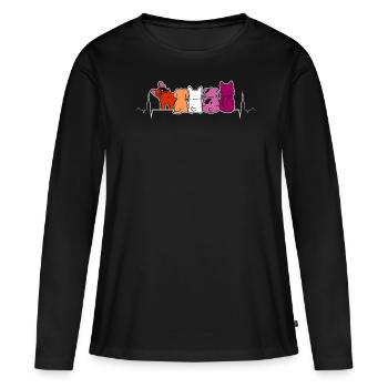 Lesbian Heartbeat With Cute Dogs Pride Love - Women's Premium Organic Long Sleeve Shirt - black - Front - Julia (174cm)
