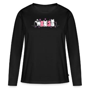 Lesbian heartbeat with cute dogs and flowers - Women's Premium Organic Long Sleeve Shirt - black - Front - Julia (174cm)