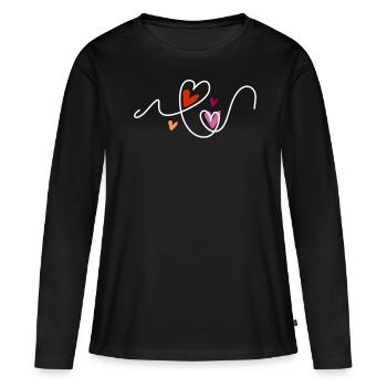 Lesbian Line Art Minimalist Hearts Pride - Women's Premium Organic Long Sleeve Shirt - black - Front - Julia (174cm)