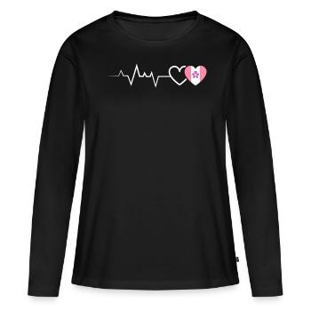 Lesbienne Battement de cœur Fleurs Fierté Amour - T-shirt manches longues Premium bio Femme - noir - Devant - Julia (174cm)