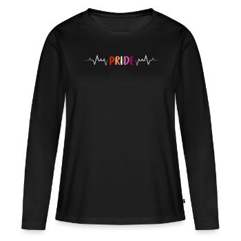 Lesbian Heartbeat Pride Font in Flag Colors - Women's Premium Organic Long Sleeve Shirt - black - Front - Julia (174cm)