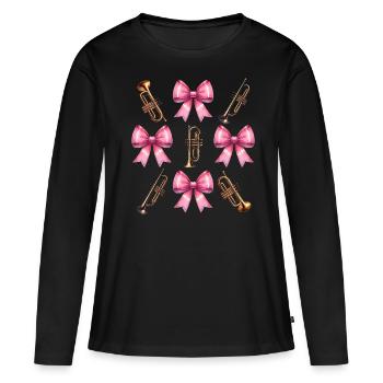Coquette archet trompette instrument trompette - T-shirt manches longues Premium bio Femme - noir - Devant - Julia (174cm)