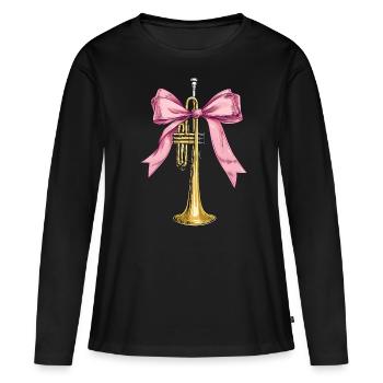 Coquette archet trompette instrument trompette - T-shirt manches longues Premium bio Femme - noir - Devant - Julia (174cm)