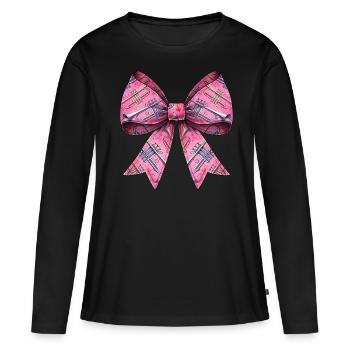 Coquette archet trompette instrument motif - T-shirt manches longues Premium bio Femme - noir - Devant - Julia (174cm)