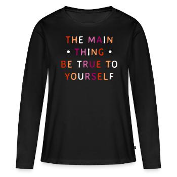 Lesbian Pride Colorful LGBTQ Empowerment Statement - Women's Premium Organic Long Sleeve Shirt - black - Front - Julia (174cm)