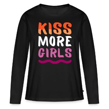 Cheeky Lesbian Pride Shirt with Cool Saying - Women's Premium Organic Long Sleeve Shirt - black - Front - Julia (174cm)