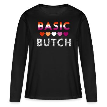 Basic Butch Funny Lesbian Pride Statement - Women's Premium Organic Long Sleeve Shirt - black - Front - Julia (174cm)